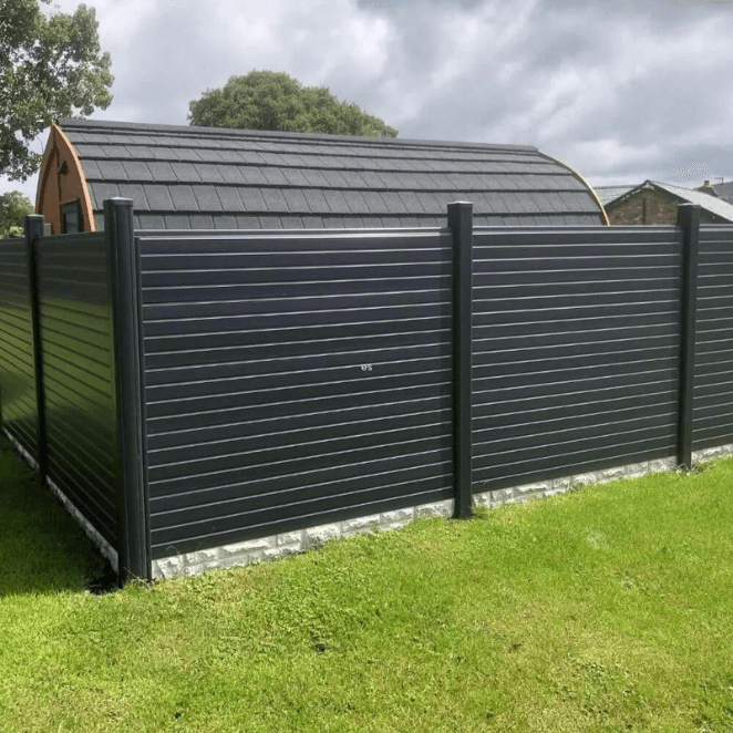 uPVC Fence Panels/Gravel Boards Woodgrain Black