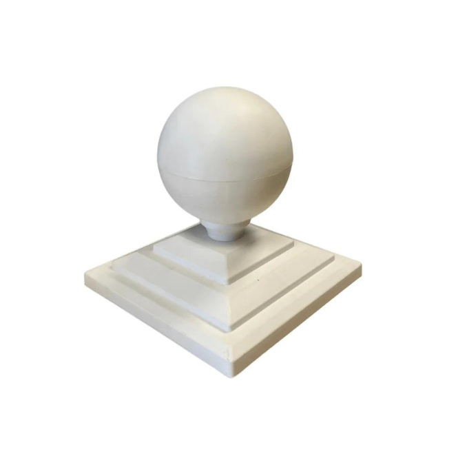 100mm Plastic Ball Finial and Post Cap White
