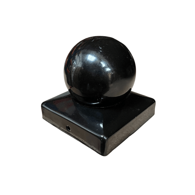 Black Metal Ball Fence Post Cap & Finial for 75mm Posts