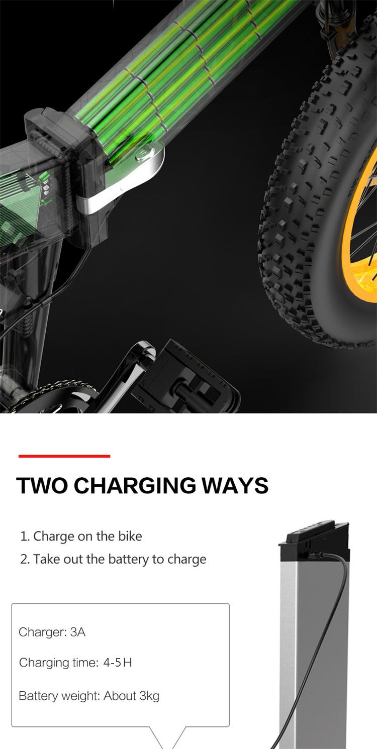 LANKELEISI X3000 PLUS ELECTRIC BIKE IN YELLOW - 1000W BRUSHLESS MOTOR,  17.5ah Battery \u0026 20-INCH FAT TYRES