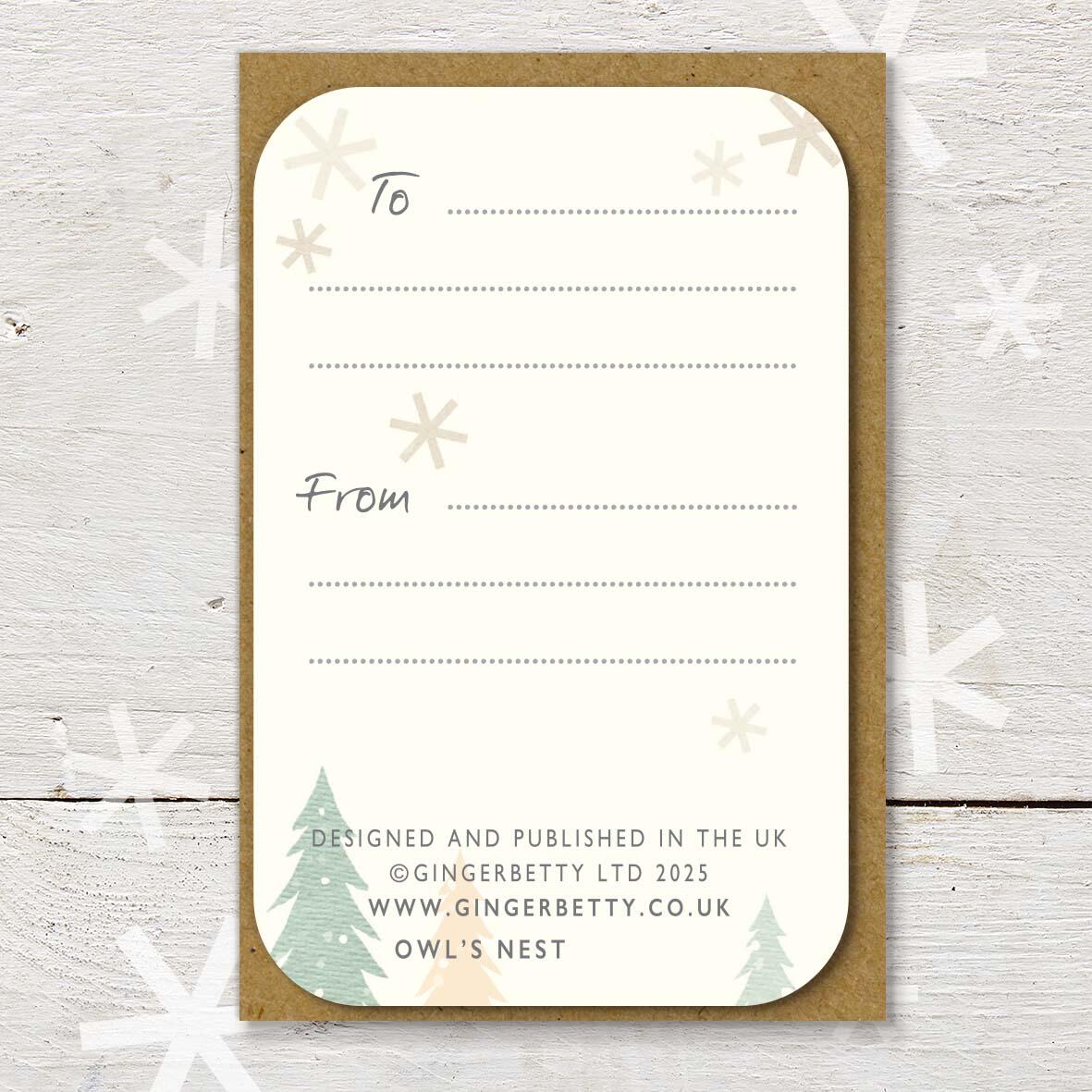 Reverse of keepsake card