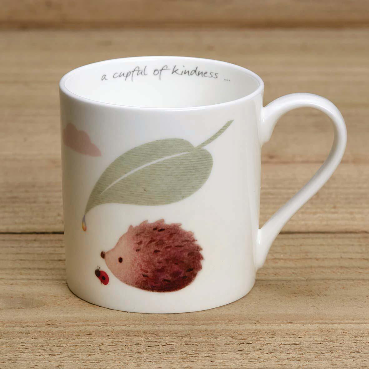 Bone China Mug - Hedgehog and Ladybird front