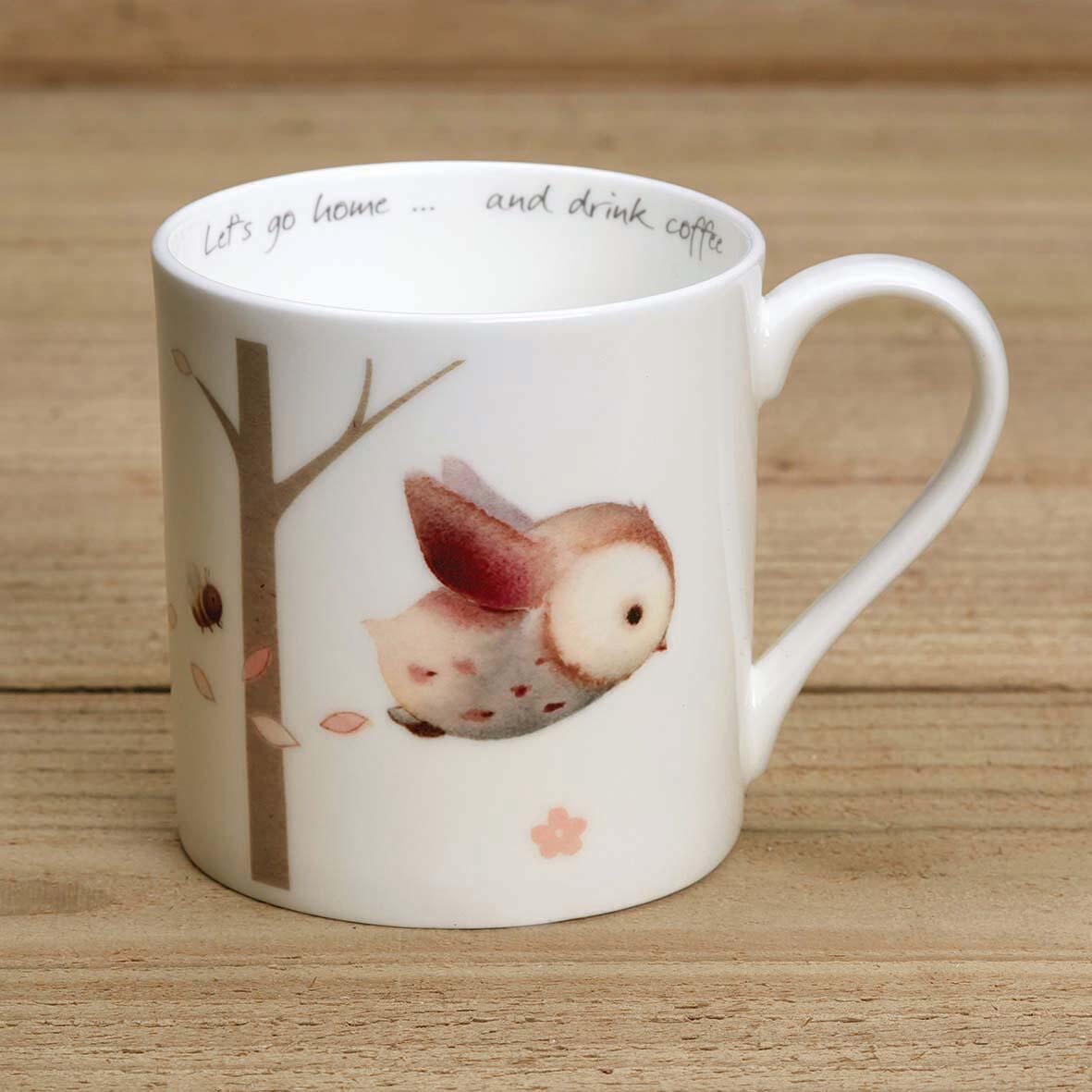Bone China Mug - Owl and Trees front