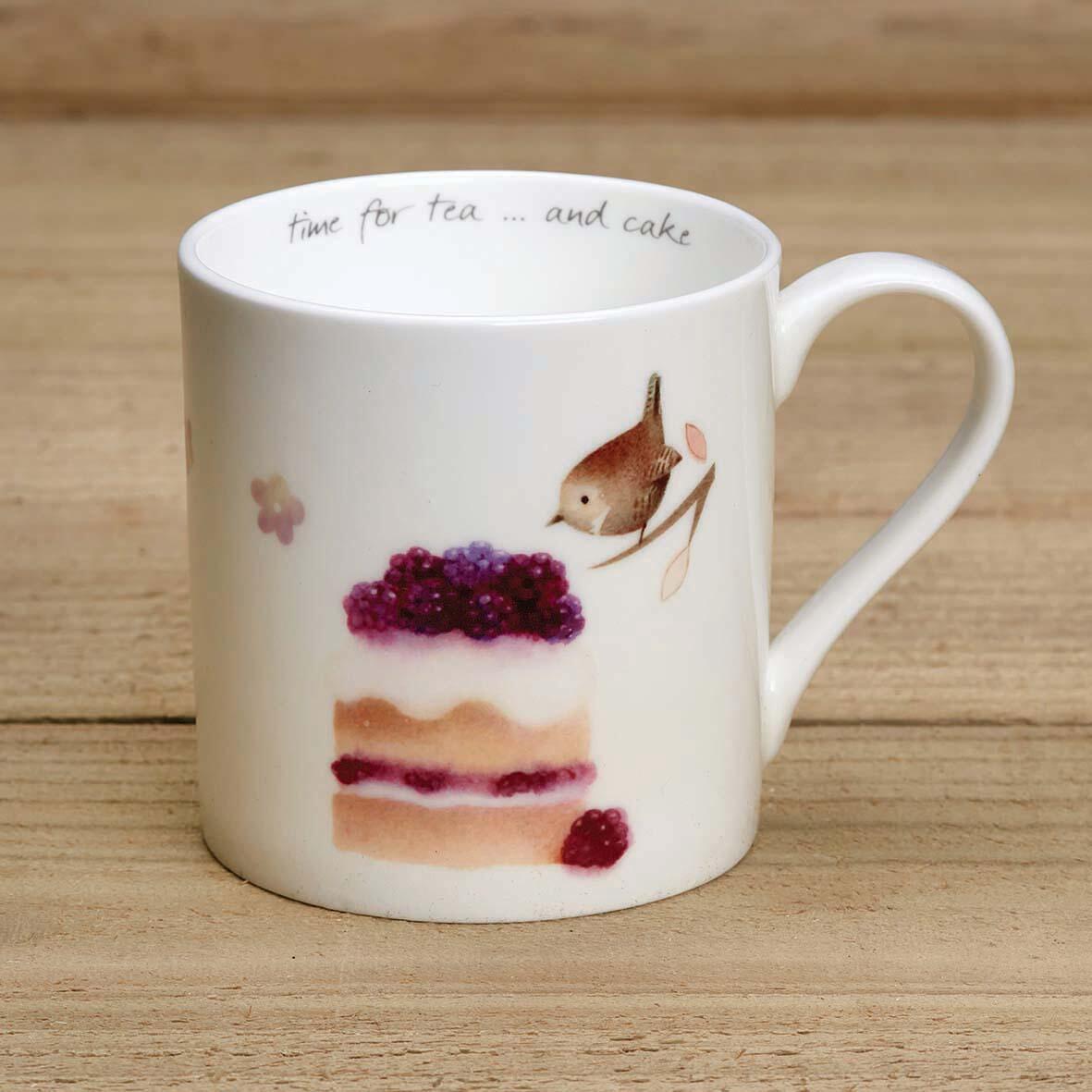 Bone China Mug - Wren and Blackberry Cake front