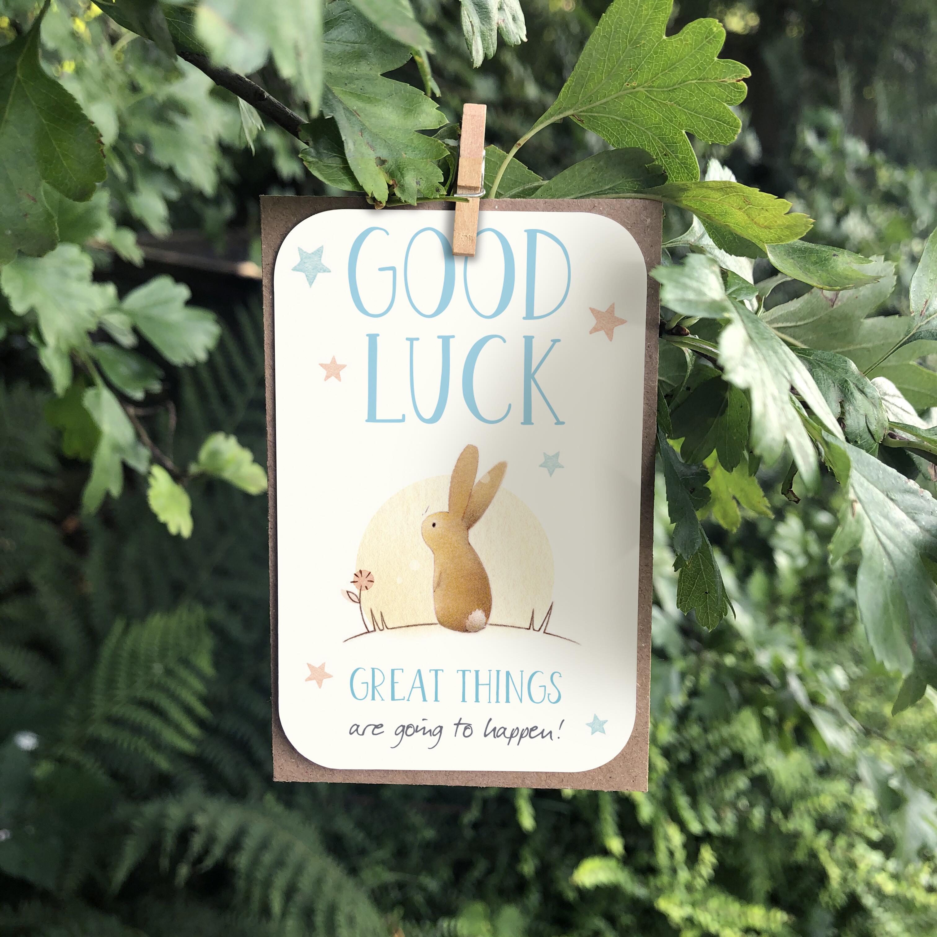 A small keepsake card with a ‘Good Luck’ caption, and lovely little verse