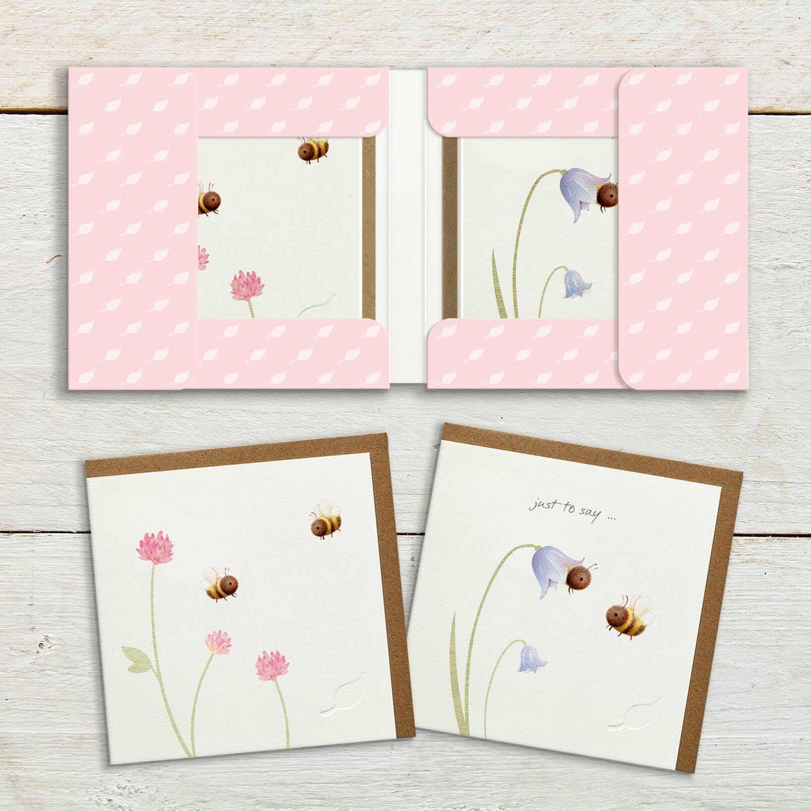 Bees and flowers Notecard wallet opened