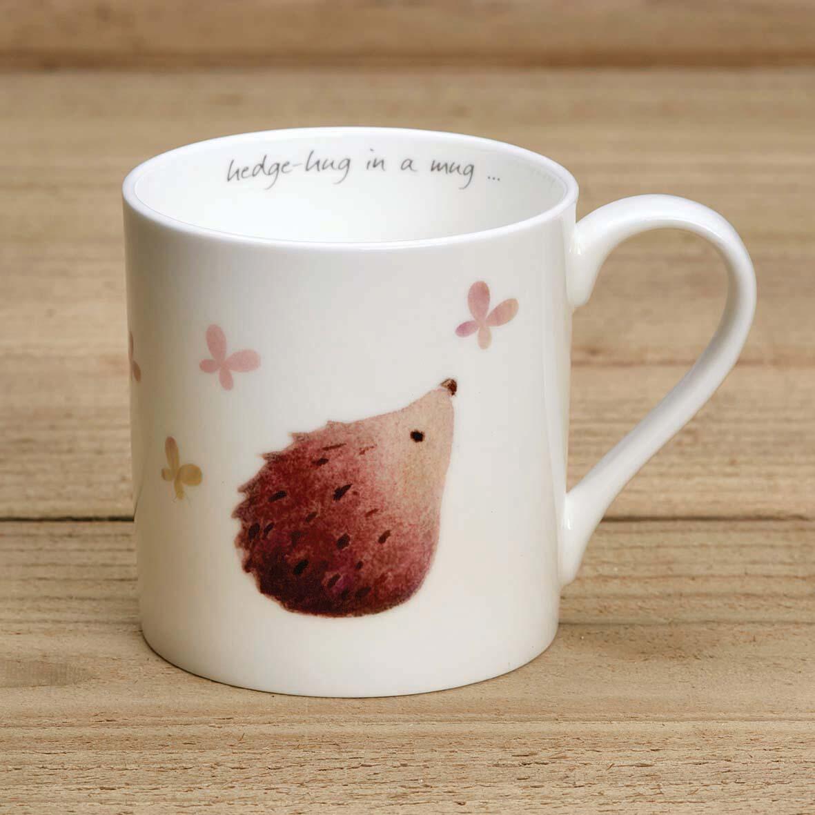 Bone China Mug - Hedgehog in a mug front