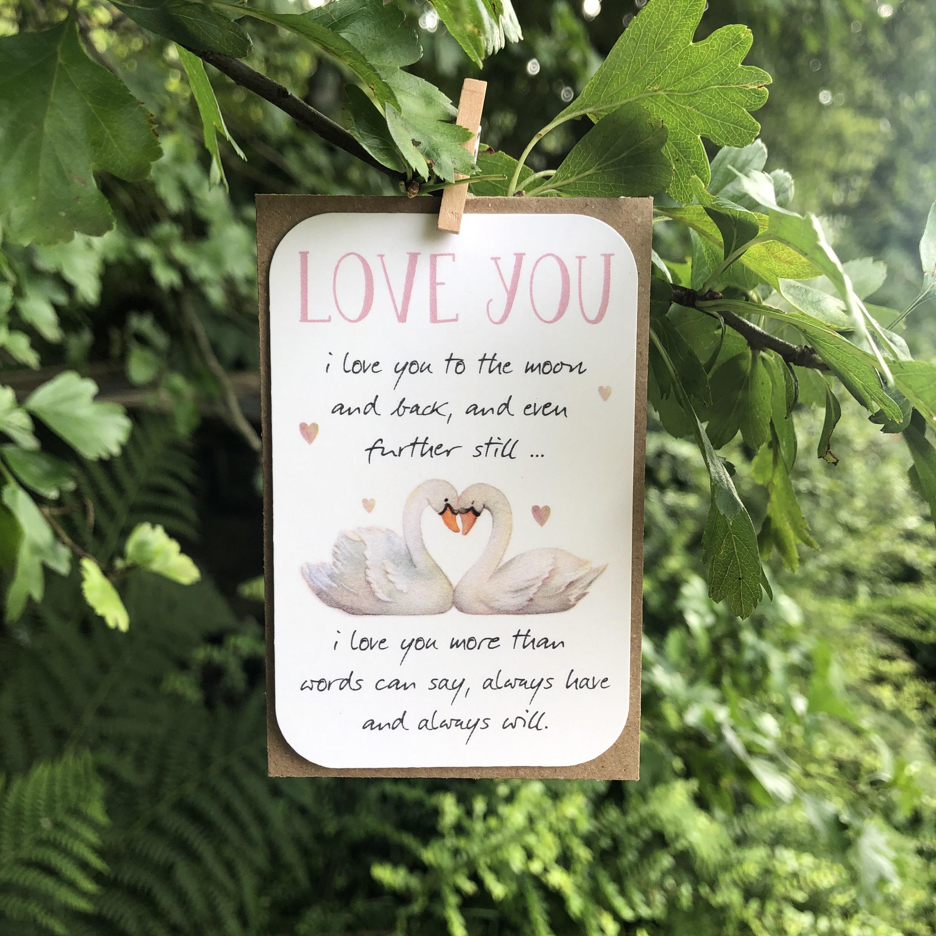 A small keepsake card with a 'Love You' caption, and lovely little verse
