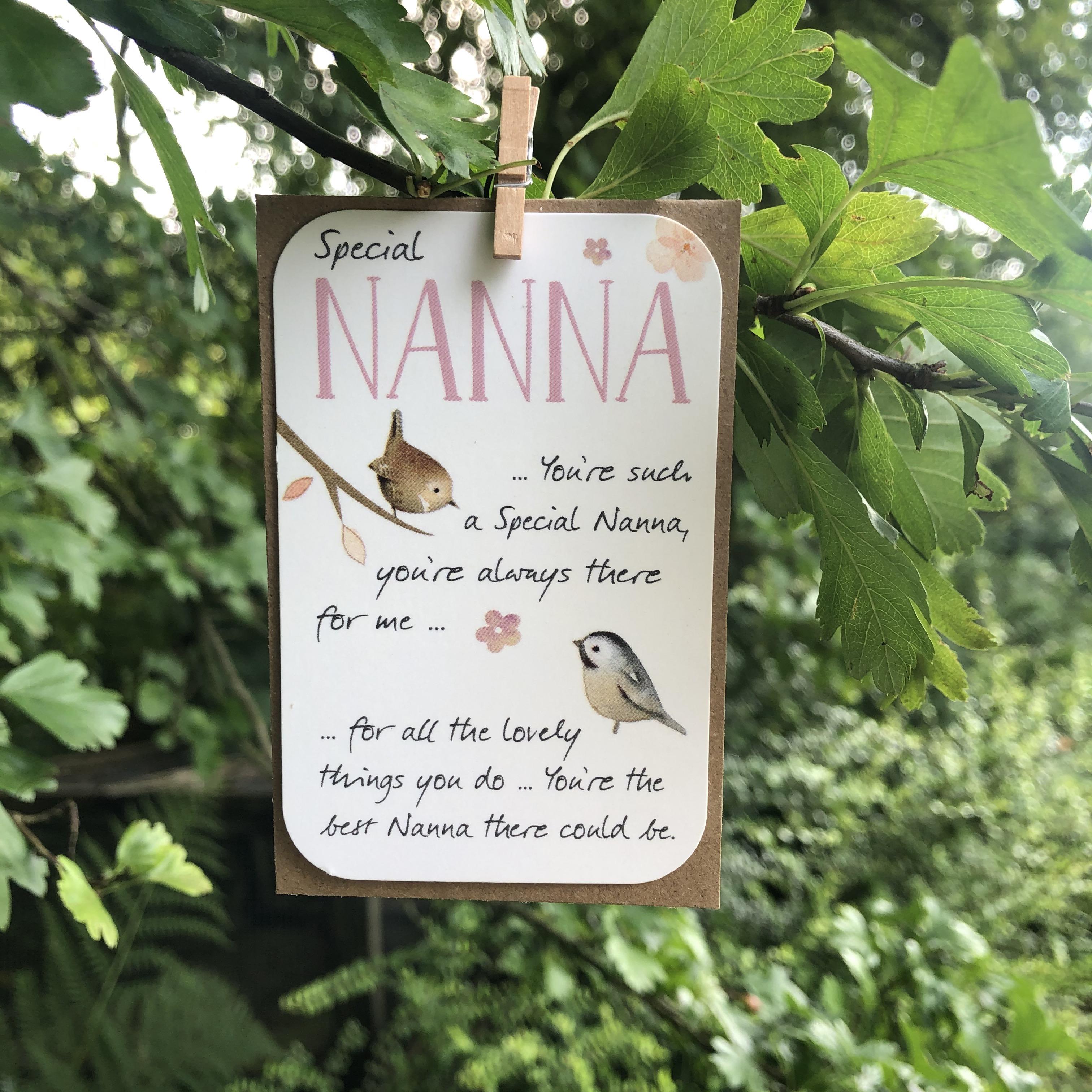 A small keepsake card with a 'Nanna' caption, and lovely little verse