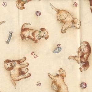 Dogs on Ivory Cotton Fabric