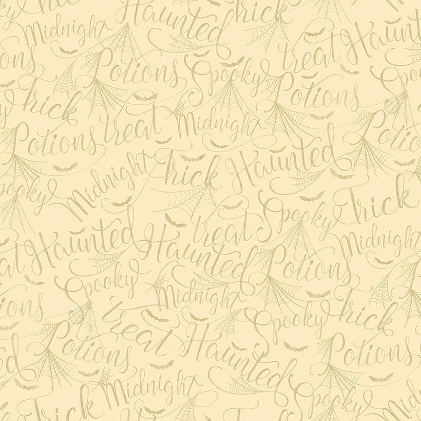 Mystery Manor Cryptic Script Moonlight Cotton Quilt Fabric