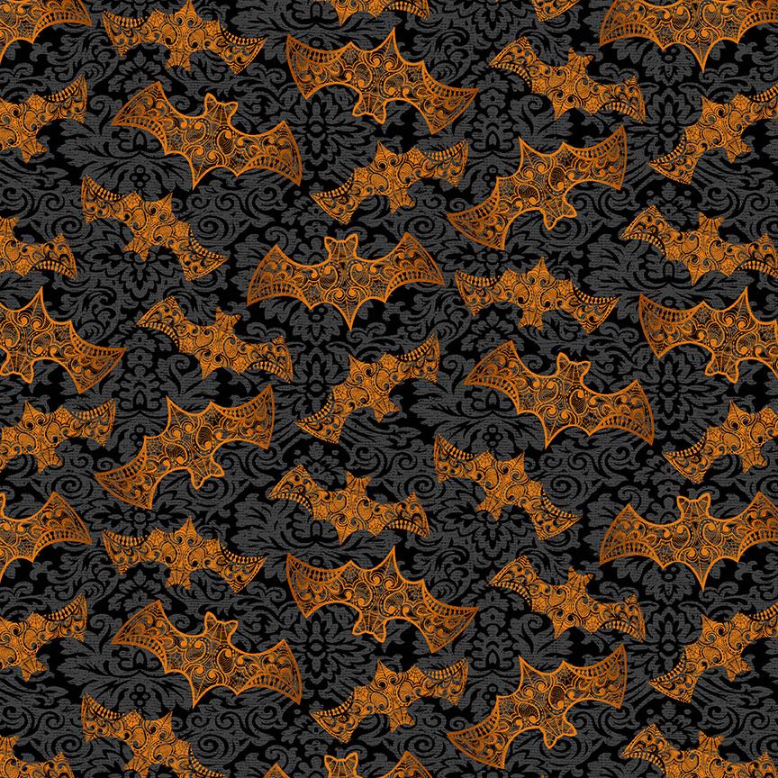 Mystery Manor Bats Orange Cotton Quilt Fabric - FQ or Metre