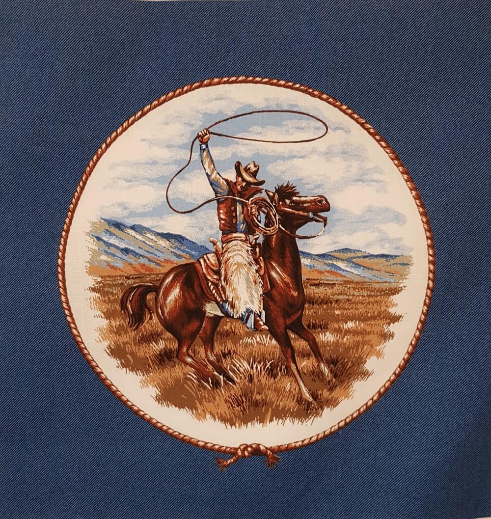 Cowboys Horses Fabric Pillow Panels Wallhanging