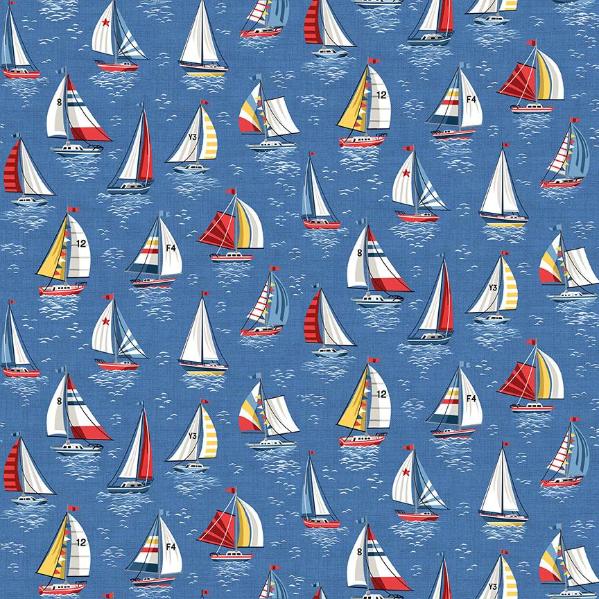 Nautical Yachts Blue Cotton Fabric - Fat Quarter or Metre