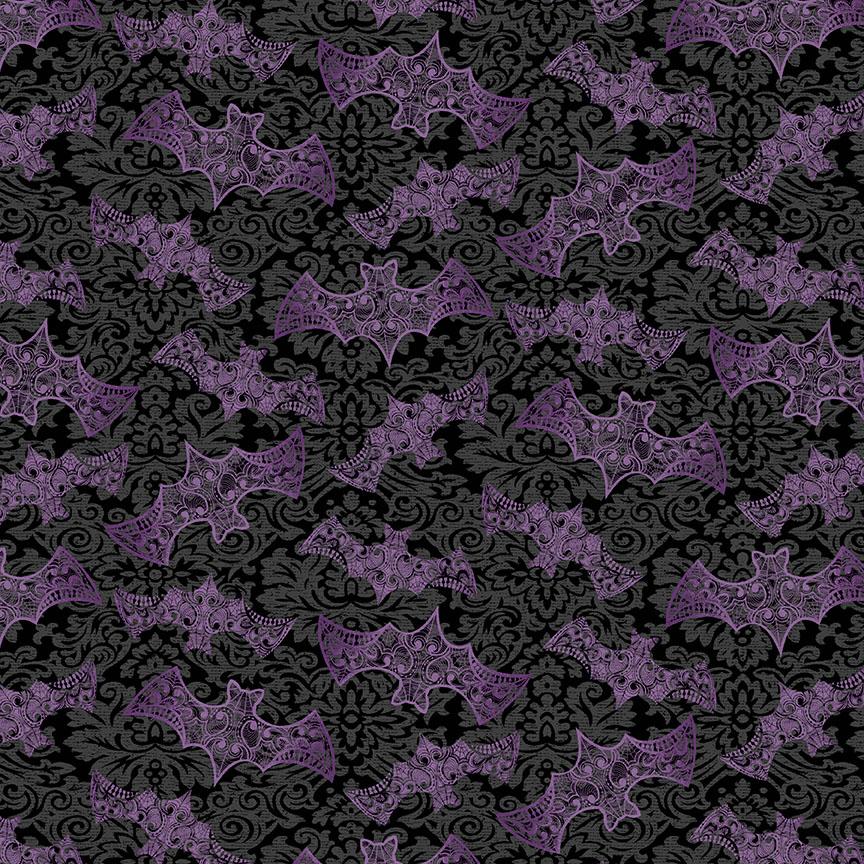 Mystery Manor Bats Purple Cotton Quilt Fabric