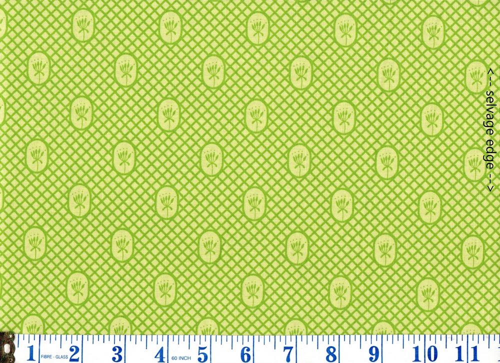 Dainty Floral Lattice Design on Green Cotton Fabric FQ
