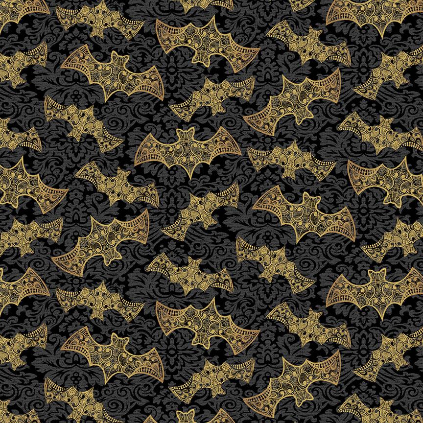 Mystery Manor Bats Bronze Cotton Quilt Fabric