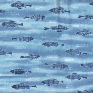 Primitive Fish in Water Cotton Fabric