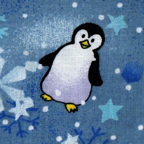 Penguins Snowflakes on Blue