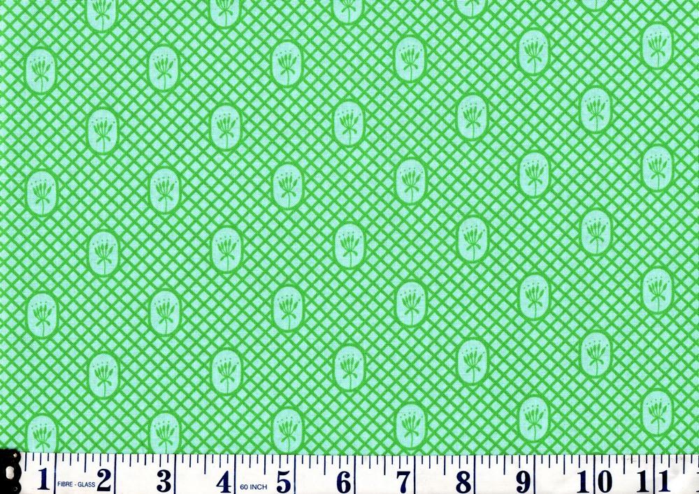 Dainty Floral Lattice Design on Teal Green Cotton Fabric FQ
