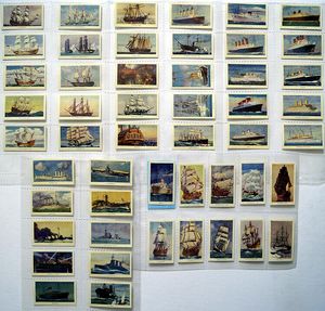 Complete Set of 50 'Famous Ships' R. & J. Hill Cigarette Cards (1940)