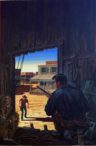 Decision At Sundown - Corgi paperback cover art art by Stephen Richard Boldero