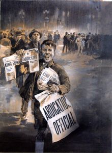 They Made Headlines: The King Abdicates art by Neville Dear