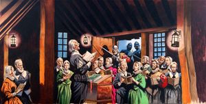 The Pilgrim Fathers art by Ron Embleton