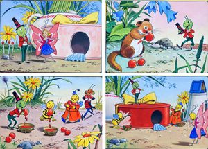 Gregory Grasshopper Paints Belinda's House Red art by Gordon Hutchings