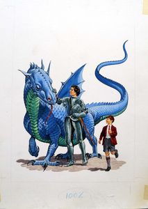 School Boy and Friendly Dragon art by Bernard Long