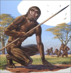 Homoerectus Hunting art by Bernard Long