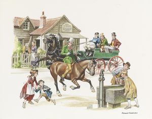 Pickwick Papers - Horsemen art by Ron Embleton