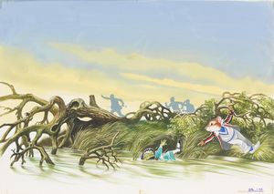 The Wind in the Willows - Toad falls in the River art by Ron Embleton