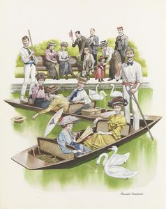 Edwardian Punting art by Ron Embleton