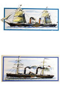 Paddle Steamers: The Persia and Vanderbilt art by John S Smith