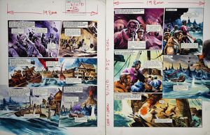 Eruption from 'The Tharvs' (TWO pages) art by Gerry Wood