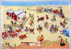 Ride 'Em Cowboy art by Peter Woolcock