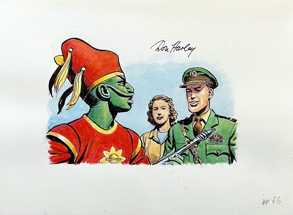 Signed Watercolour by Don Harley, Tomorrow Revisited: A Celebration of the Life and Art of Frank Hampson (Deluxe Leatherbound #66/100)