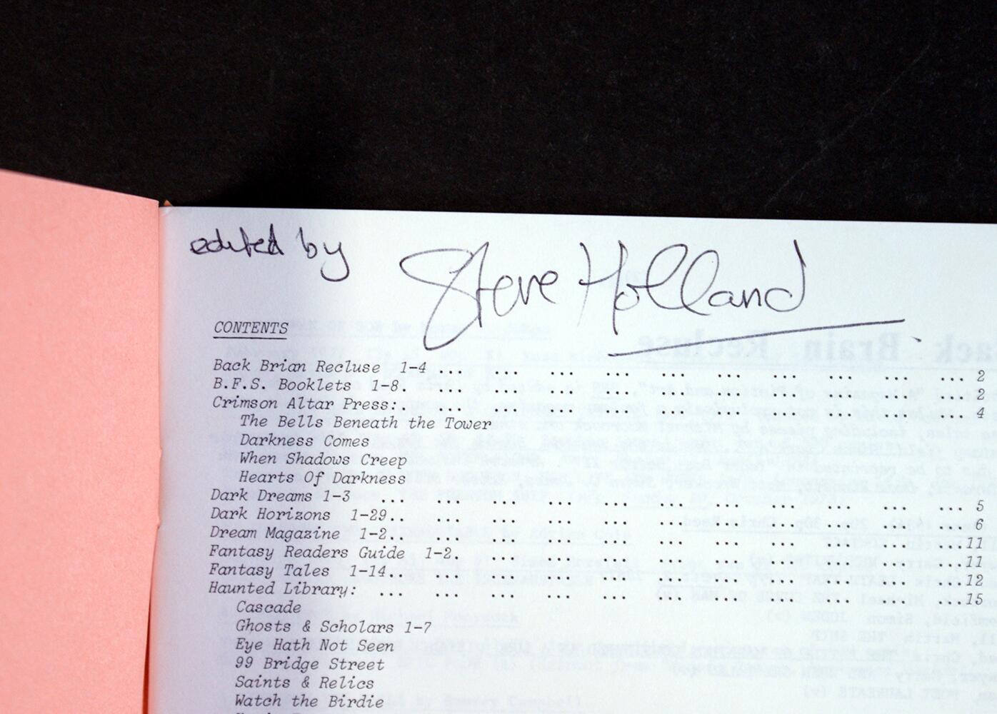 Fantasy Fanzine Index Volume 1 August 1987 by Steve Holland (Editor)