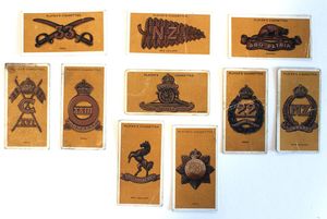 Cigarette Cards: Colonial & Indian Army Badges (10 cards)