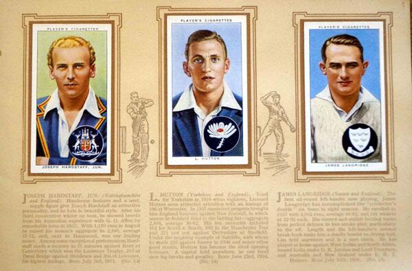 Complete Set of 50 Cricketers (1938) Cigarette cards in album (1938) by Various