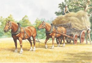 Horse Drawn Vehicle Series - Haymaking art by Ron Embleton