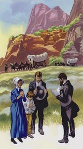 A Prayer for Safe Travel on the Wagon Trail art by Ron Embleton