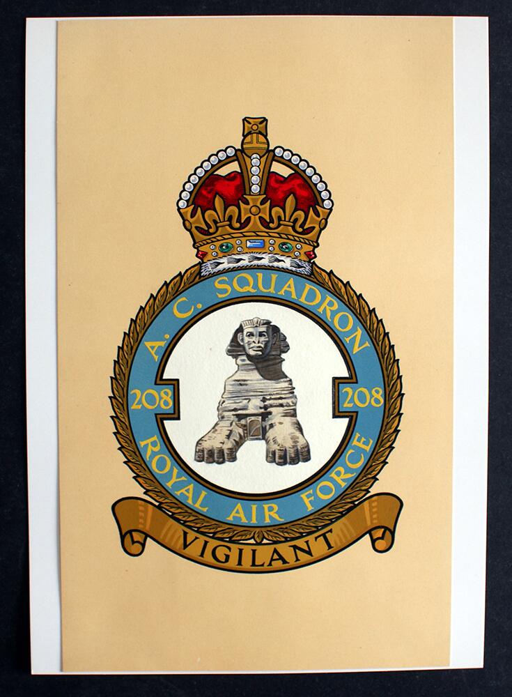 R.A.F. Badge: A. C. Squadron 208 art by 20th Century unidentified artist