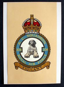 R.A.F. Badge: A. C. Squadron 208 art by 20th Century unidentified artist