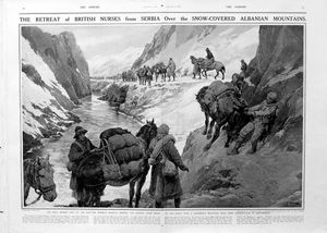 British Nurses Over The Albanian Mountains (original page from The Sphere 1916) art by Fortunino Mat