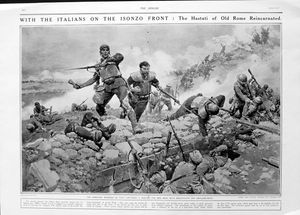 Italians On The Isonzo Front (original page from The Sphere 1917) art by Fortunino Matania