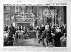 A Scene At The Quai D'Orsay (original page from The Sphere 1919) art by Fortunino Matania