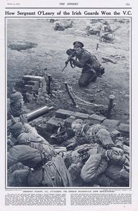 How Sergeant O'Leary of the Irish Guards Won the V.C. (original page from The Sphere 1915) art by Fo