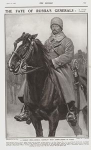 General Kornilov when Generalissimo of Russia (original page from The Sphere 1919) art by Fortunino